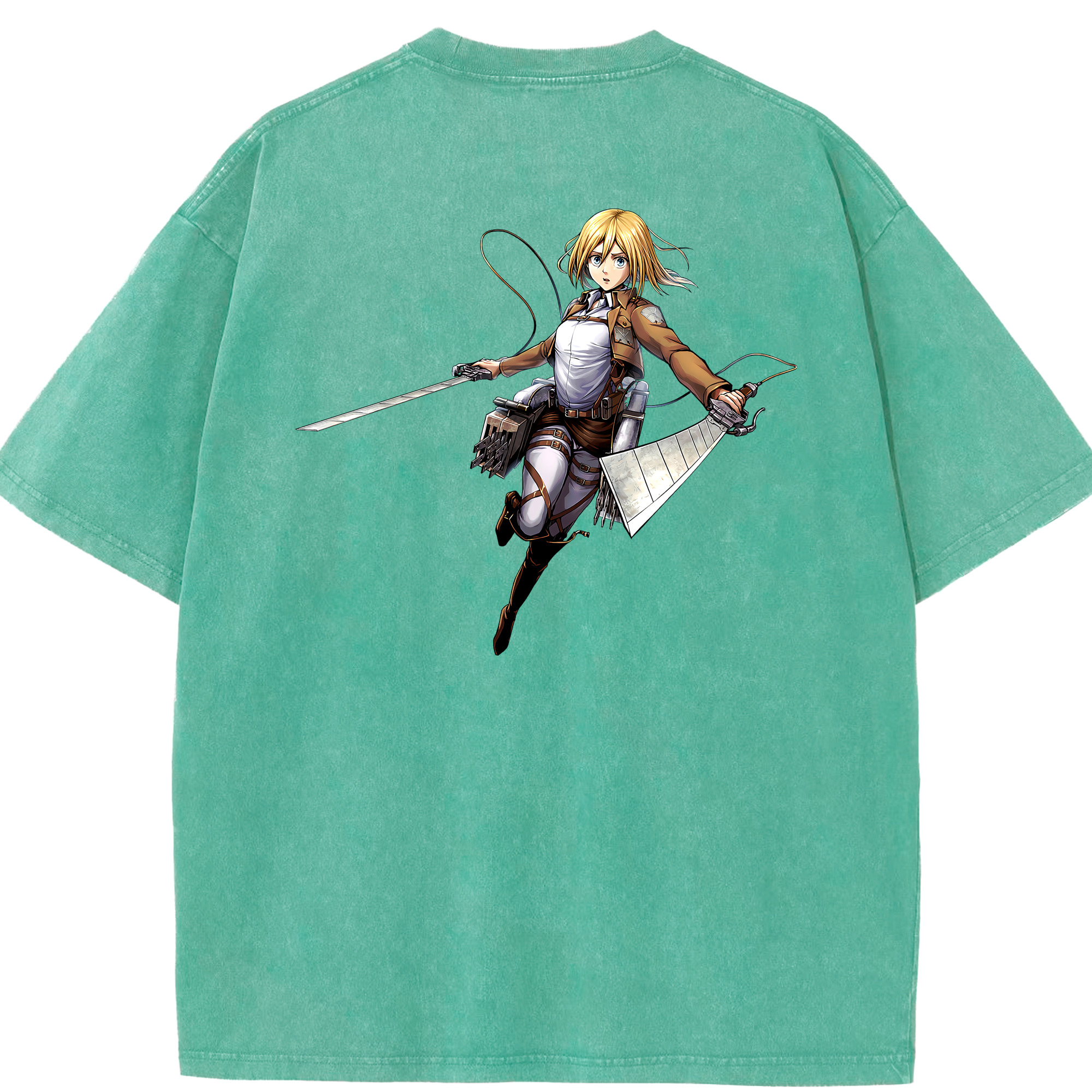 （画像用） 進撃の巨人 クリスタ·レンズ Attack on Titan Christa Lenz 綿100% ヴィンテージ風 半袖Tシャツ（背面プリント）